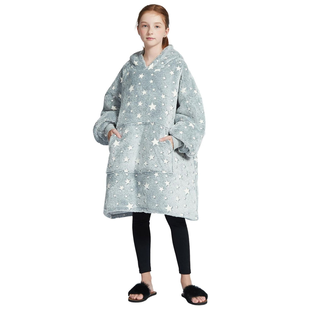 Glow in the Dark Kinder Hoodie Deken met Sterren