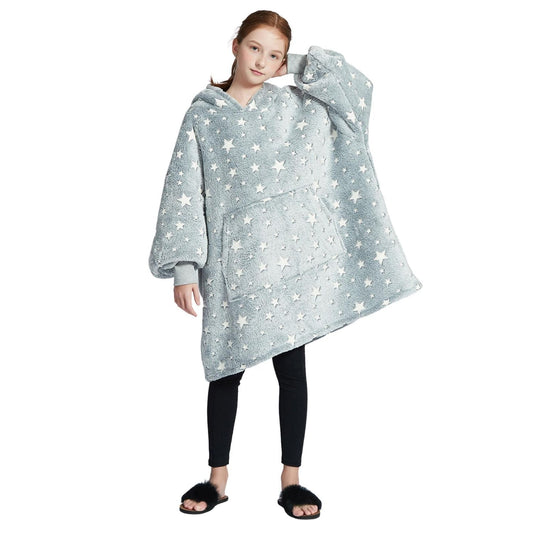 Glow in the Dark Kinder Hoodie Deken met Sterren
