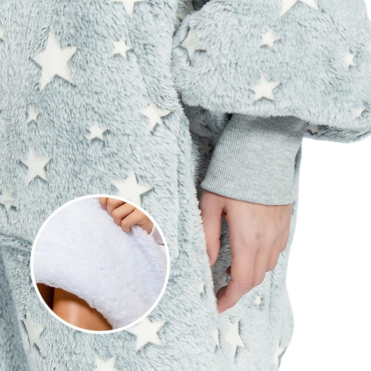 Glow in the Dark Kinder Hoodie Deken met Sterren