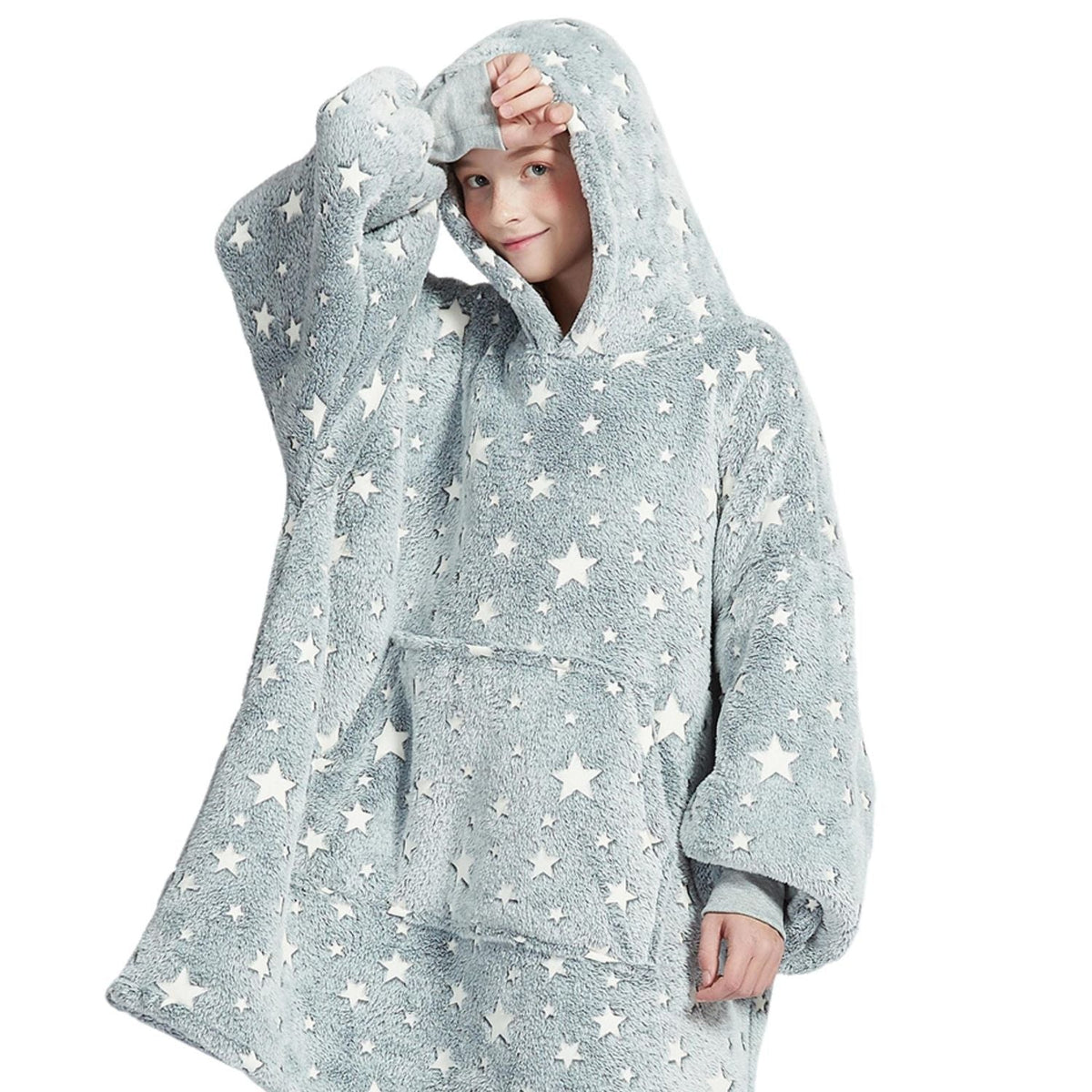 Glow in the Dark Kinder Hoodie Deken met Sterren