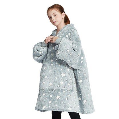 Glow in the Dark Kinder Hoodie Deken met Sterren