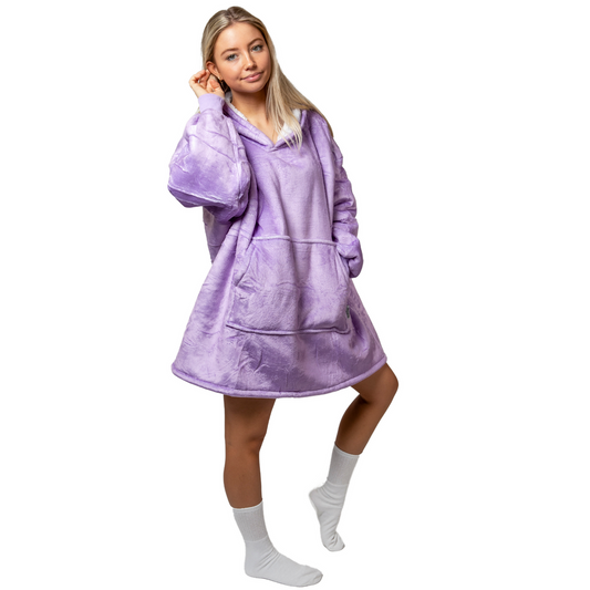 Lila Hoodie Deken met Sherpavoering en Buikzak