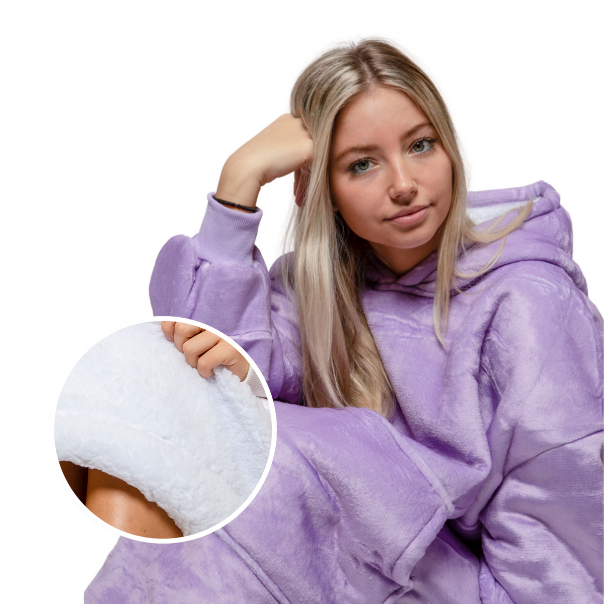 Lila Hoodie Deken met Sherpavoering en Buikzak