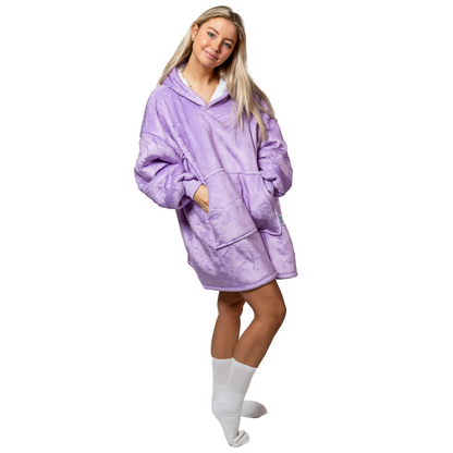 Lila Hoodie Deken met Sherpavoering en Buikzak