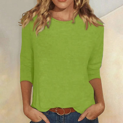 Dames top 3/4 mouw khaki - comfortabele blouse relaxed fit