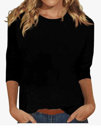 Dames top zwart 3/4 mouw - veelzijdige casual top voorkant