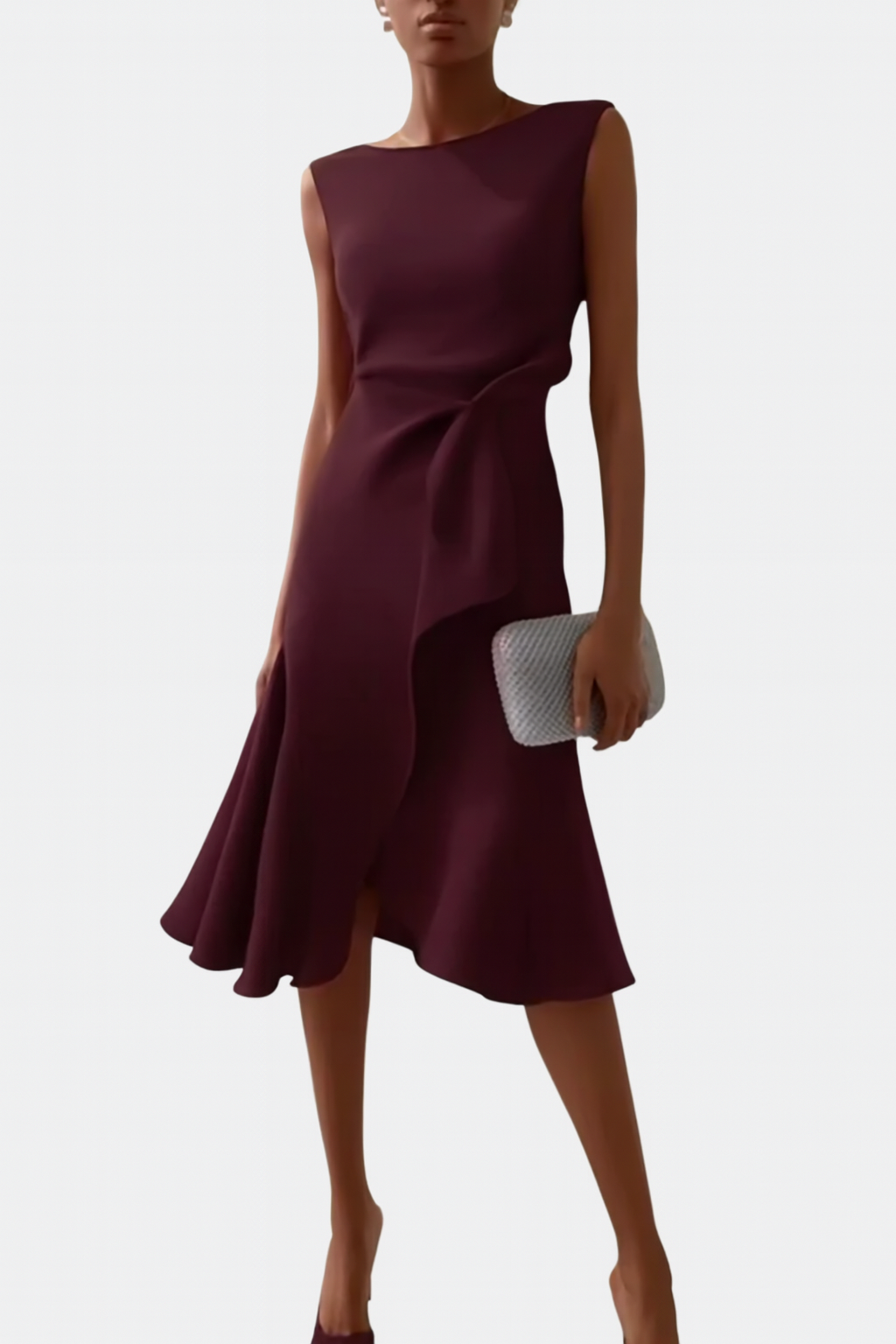 Asymmetrische Midi Jurk Dames | Gedrapeerd Vrouwelijk Design