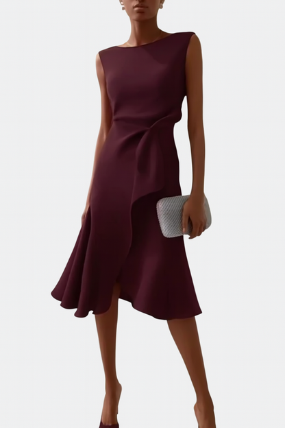 Asymmetrische Midi Jurk Dames | Gedrapeerd Vrouwelijk Design