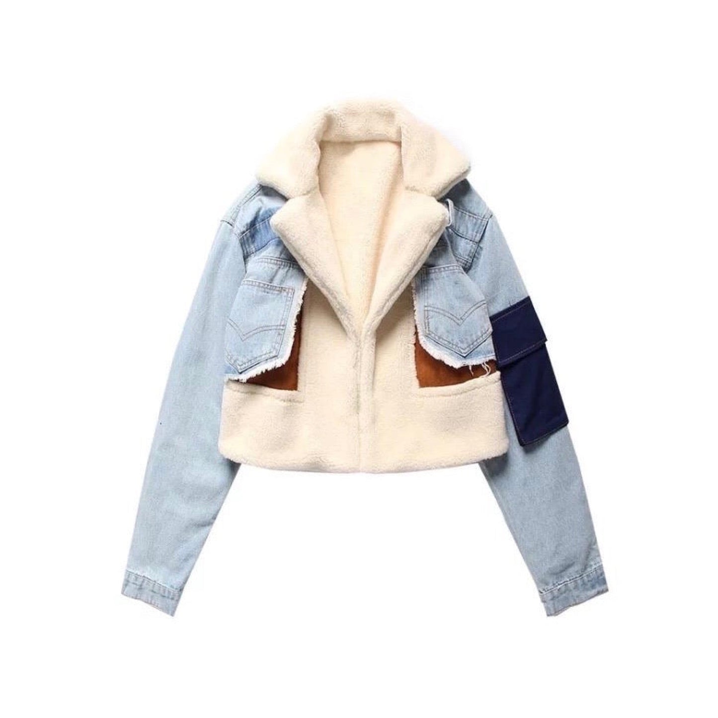 Dames Hanna Jas - Combinatie van Shearling, Suède en Denim