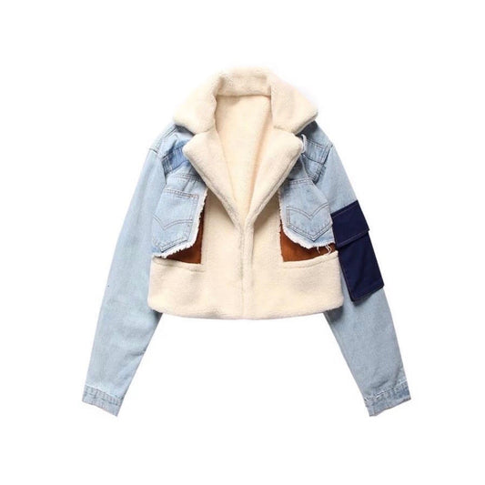 Dames Hanna Jas - Combinatie van Shearling, Suède en Denim