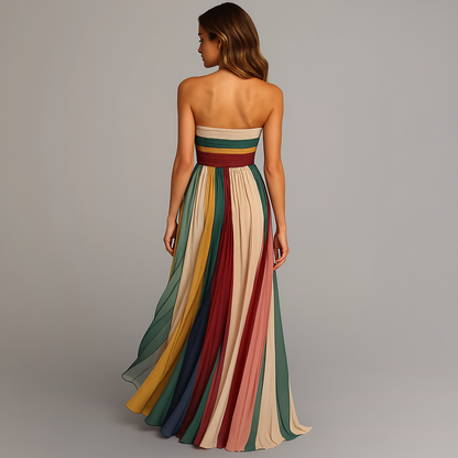 Strapless maxi jurk kleurrijk zijkant silhouet dames