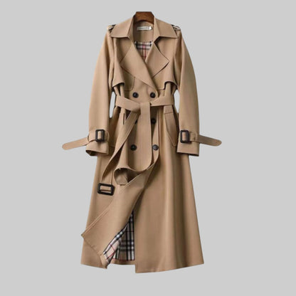 Klassieke trenchcoat dames in beige - getailleerde snit met elegante afwerking