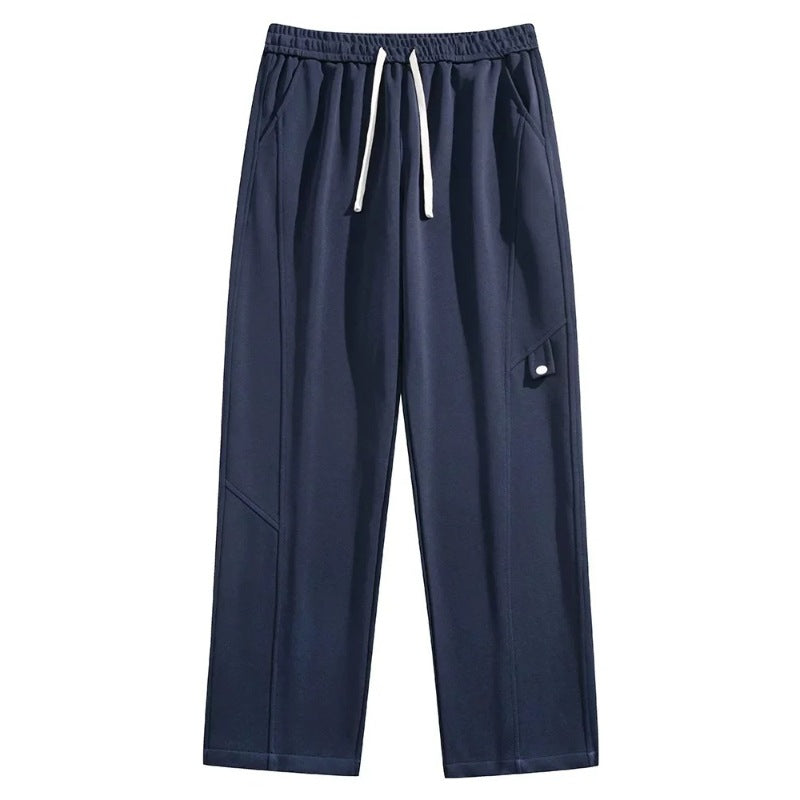 Joggingbroek voor heren met fleece binnenkant, rechte pijp en lipje met drukknoop op de dij - beeld 7