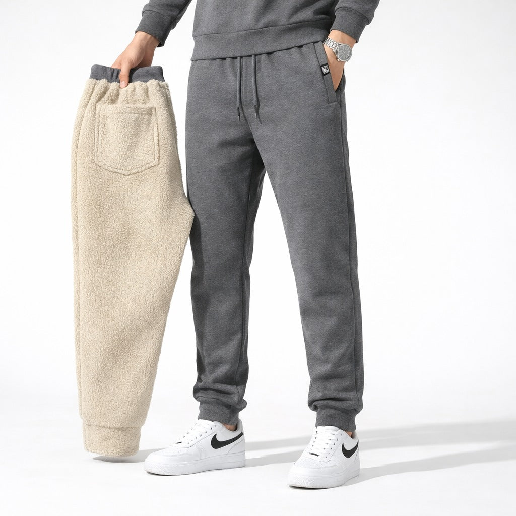 Joggingbroek voor heren met teddyvoering, elastische taille en trekkoord