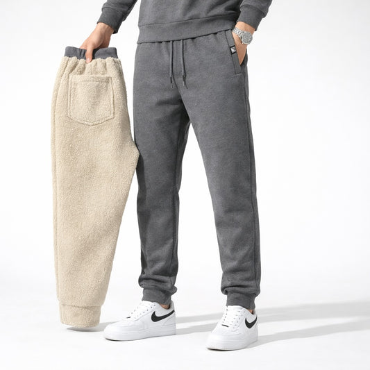 Joggingbroek voor heren met teddyvoering, elastische taille en trekkoord