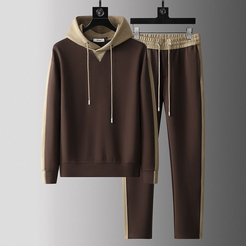 Tweedelig joggingpak voor heren met colour-block hoodie en joggingbroek met bies - beeld 2