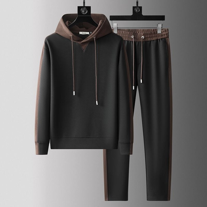 Tweedelig joggingpak voor heren met colour-block hoodie en joggingbroek met bies - beeld 4