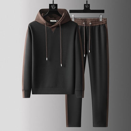 Tweedelig joggingpak voor heren met colour-block hoodie en joggingbroek met bies - beeld 4