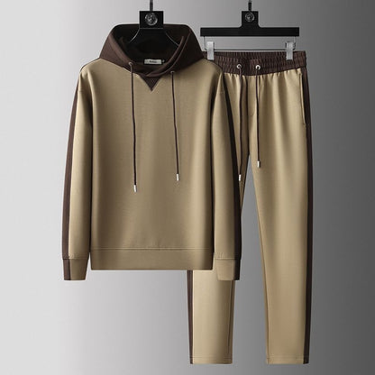 Tweedelig joggingpak voor heren met colour-block hoodie en joggingbroek met bies - beeld 6