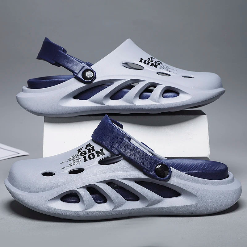 Klompen van EVA met dikke zool, uitsparingen aan de zijkant en hielband in contrastkleur - beeld 4