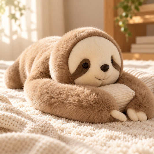 Knuffel met extra lange armen tegen stress - luiaard