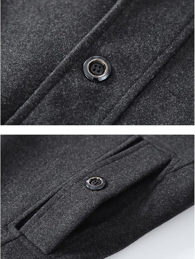 Korte herenjas met dubbele kraag en gebreide binnenkraag