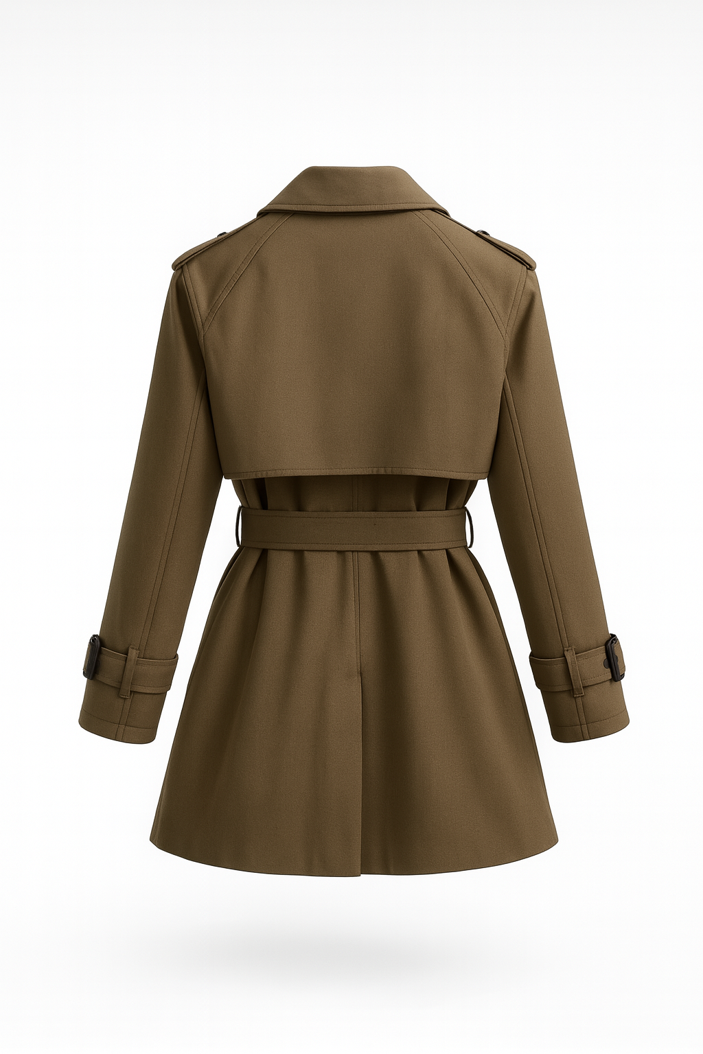 Korte trenchcoat voor dames met ceintuur en epauletten