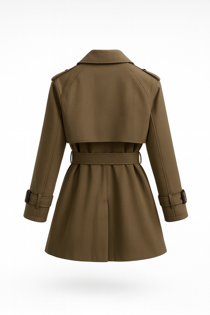 Korte trenchcoat voor dames met ceintuur en epauletten