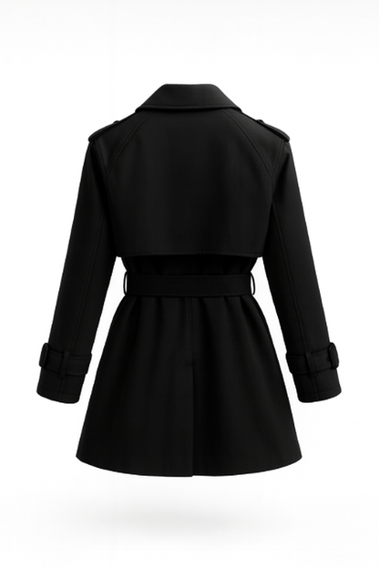 Korte trenchcoat voor dames met ceintuur en epauletten