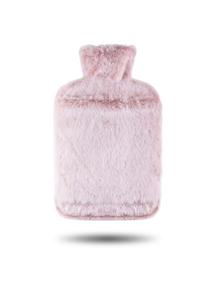 Kruik van 2 liter met afneembare hoes van zacht, langharig pluche - roze