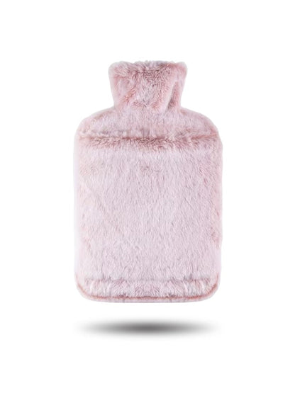 Kruik van 2 liter met afneembare hoes van zacht, langharig pluche - roze