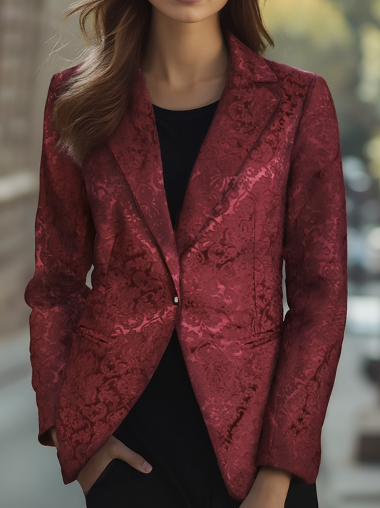 Satijnen Jacquard Blazer – Luxe Comfort en Tijdloze Elegantie voor Elke Gelegenheid