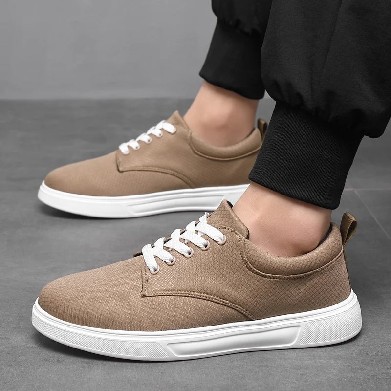 Lage herensneakers van geweven katoen met witte zool en witte veters - beeld 4