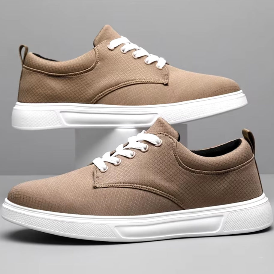 Lage herensneakers van geweven katoen met witte zool en witte veters - beeld 5