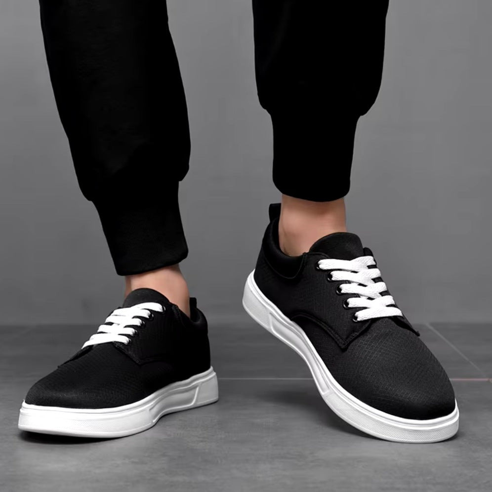 Lage herensneakers van geweven katoen met witte zool en witte veters - beeld 9