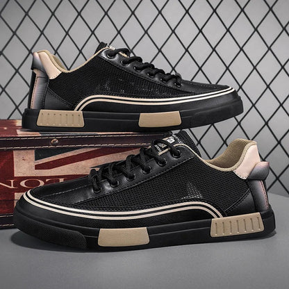 Lage herensneakers van mesh met golvende strepen langs de zool en katoenen voering - beeld 2