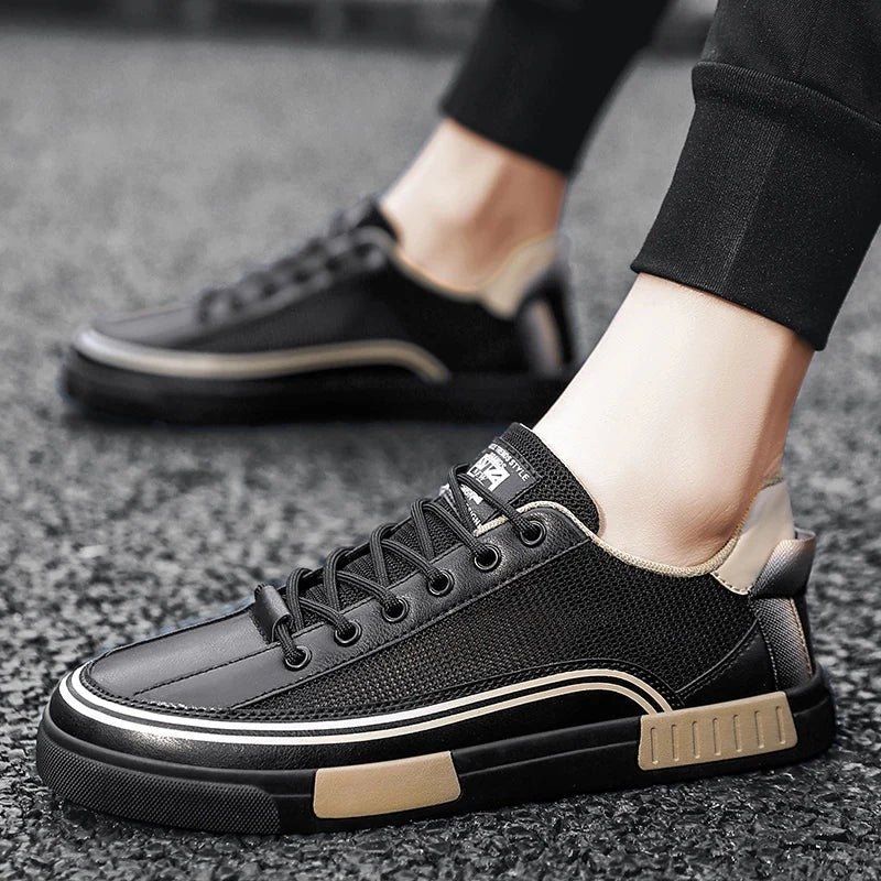 Lage herensneakers van mesh met golvende strepen langs de zool en katoenen voering - beeld 3