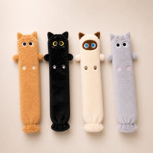 Lange kattenkruik van 75 cm met zachte pluchen hoes