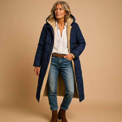 Lange Winterjas met Isolerende Voering — Warm, Comfortabel en Tijdloos Design