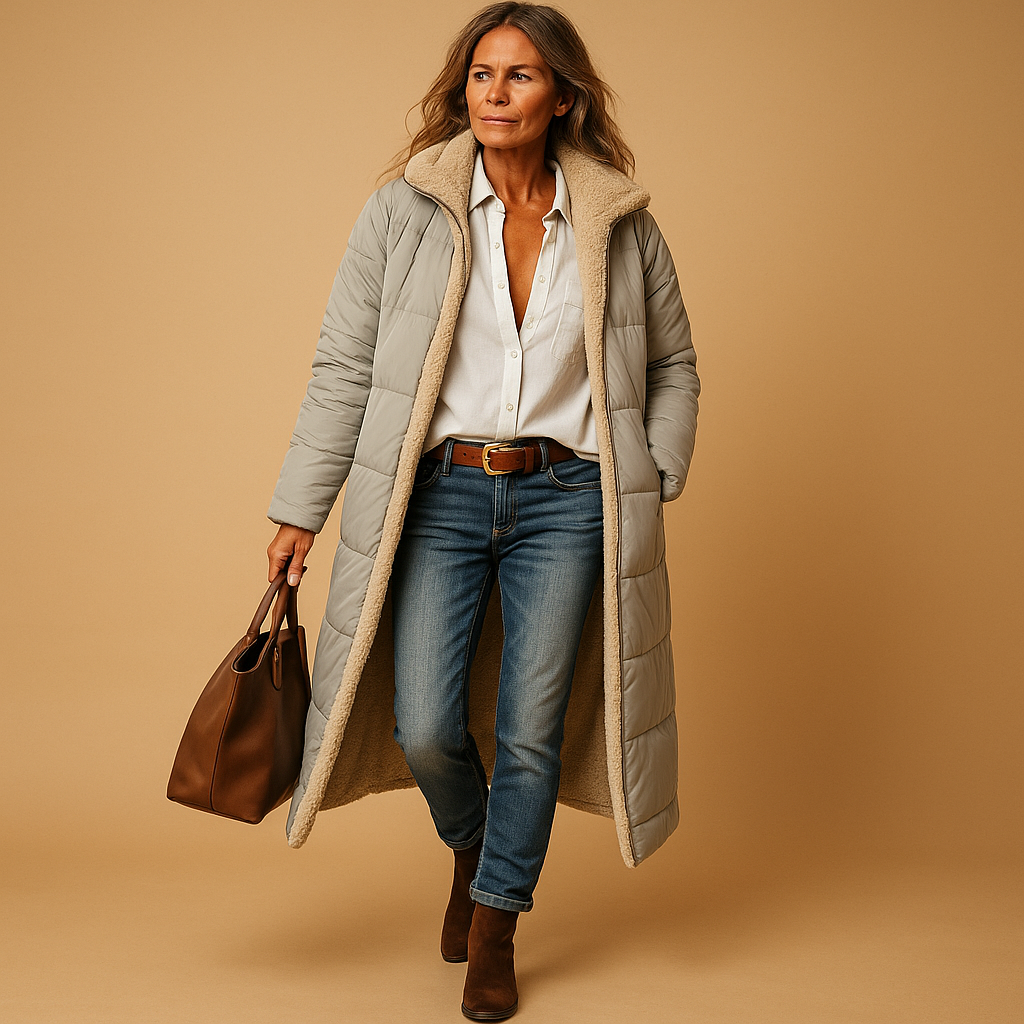 Lange Winterjas met Isolerende Voering — Warm, Comfortabel en Tijdloos Design