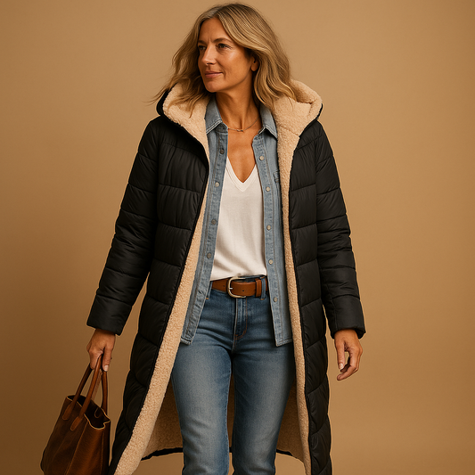 Lange Winterjas met Isolerende Voering — Warm, Comfortabel en Tijdloos Design
