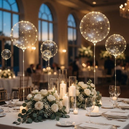 LED ballonnen met lichtsnoer in warm wit licht langs een tuinpad - beeld 5