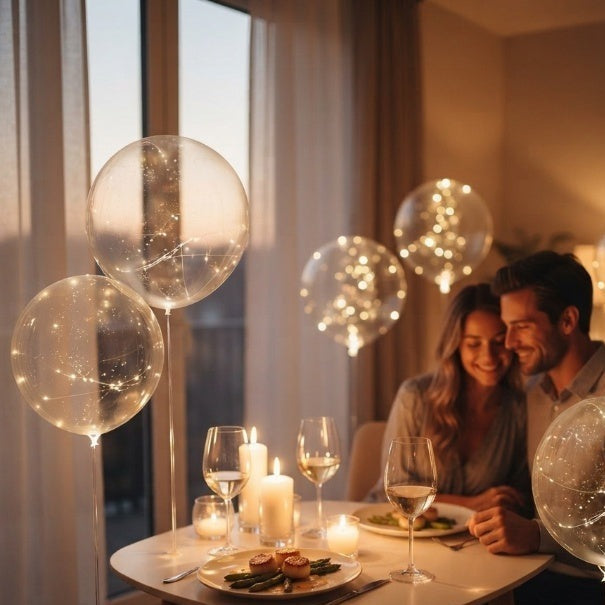 LED ballonnen met lichtsnoer in warm wit licht langs een tuinpad - beeld 6
