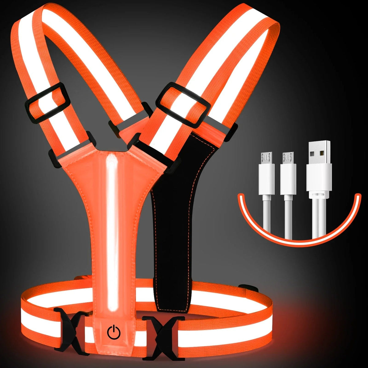 LED hardloopvest met lichtstrip en reflecterende banden - beeld 7
