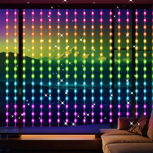 LED lichtgordijn met app en afstandsbediening, 3 meter breed - 3 x 2 m, 200 leds