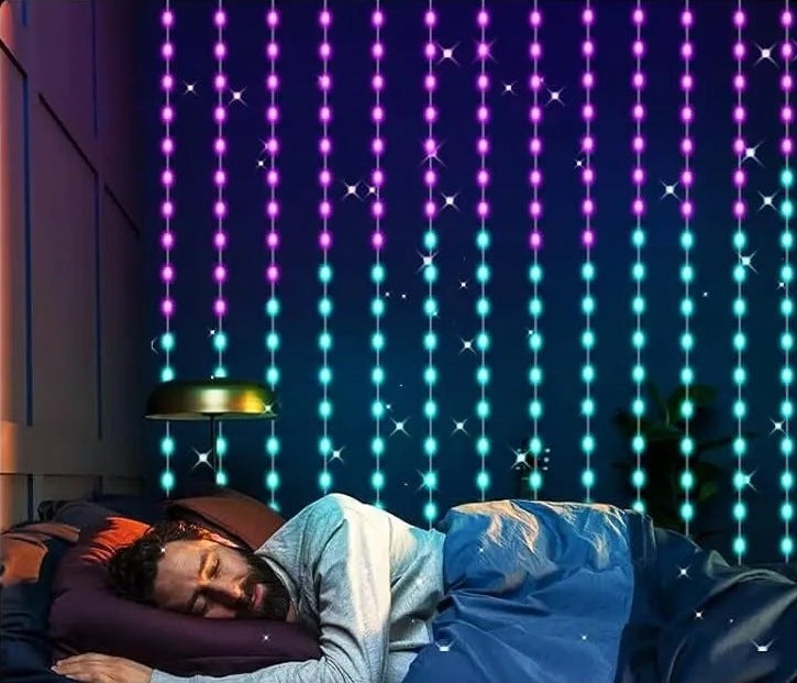 LED lichtgordijn met app en afstandsbediening, 3 meter breed - beeld 3