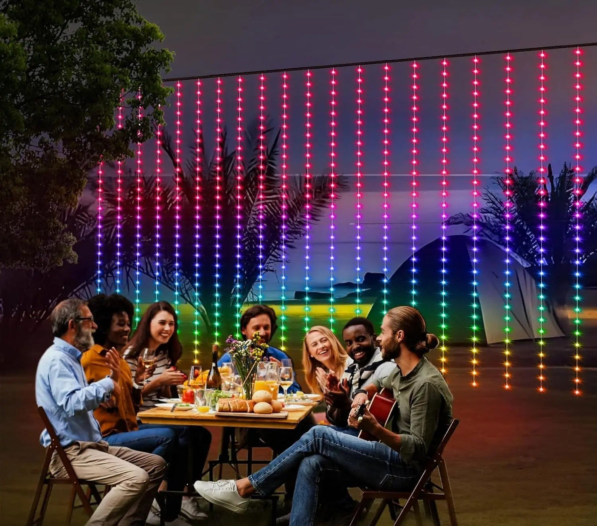 LED lichtgordijn met app en afstandsbediening, 3 meter breed - beeld 4