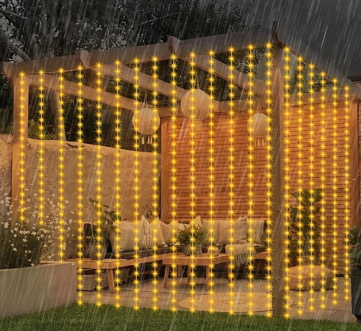LED lichtgordijn met app en afstandsbediening, 3 meter breed - beeld 5