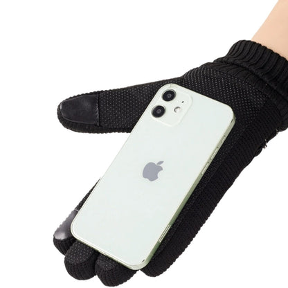 Leren herenhandschoenen met touchscreen-toppen en gebreide boord - beeld 4