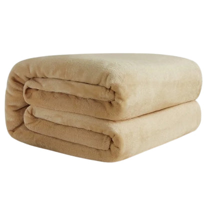 Lichte fleece deken van 150 x 200 cm, opgevouwen - beige